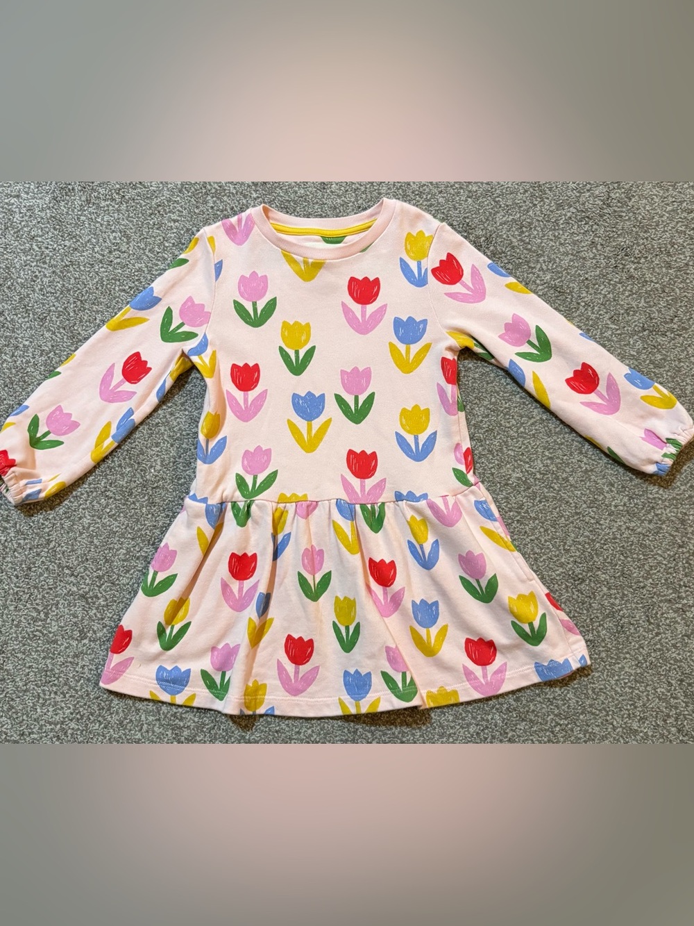 Mini Boden Cream Dress with Multicolor Tulip Print